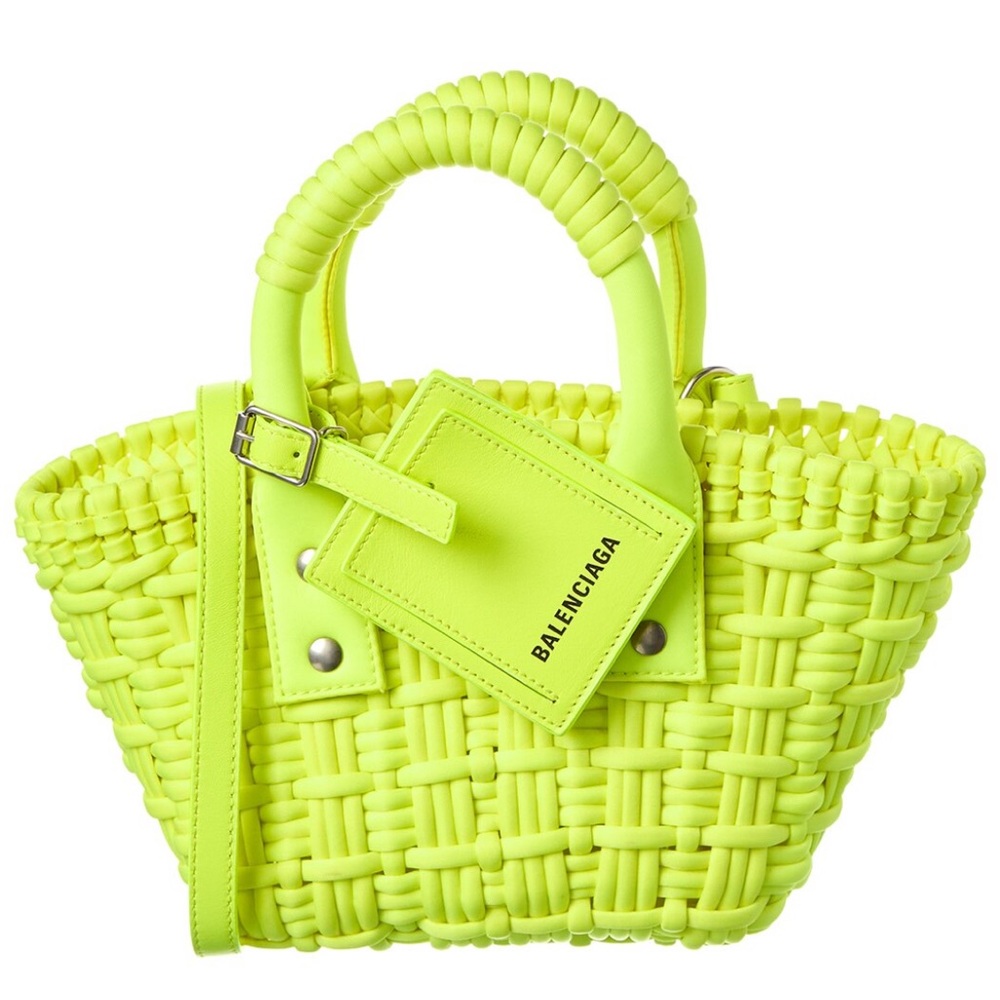 Balenciaga Bright Yellow Mini Woven Bag
